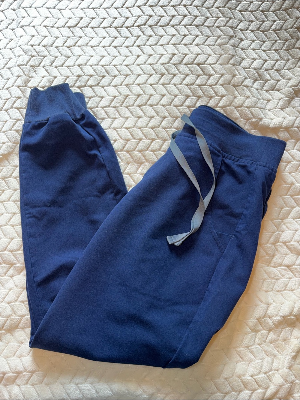 FIGS Zamora Jogger Scrub Pant Navy Blue Grey Strings Size X-Small Petite